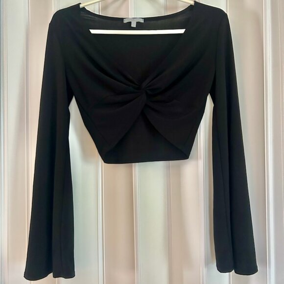 Mandee Black Twist Front Crop Top,  Size Medium - Picture 1 of 4